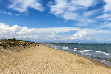 view of sandy coast line with sand dunes