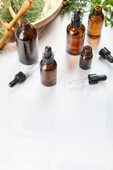 Bottles of essential oils