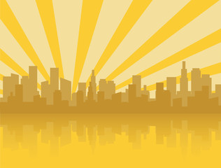 Gold city skyline silhouette