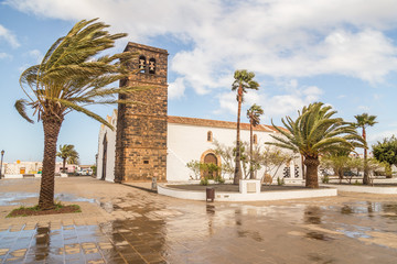 Fototapeta na wymiar Nuestra senora de la candelaria church in La Oliva in Fuerteventura.