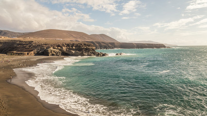 Beach and cliffs in Ajuy, Fuerteventura, Canary Islands.