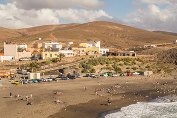 Fototapeta premium View of sandy beach and village of Ajuy, Fuerteventura, Canary Islands.