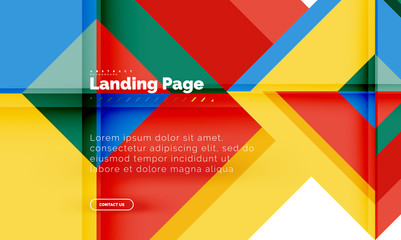 Square shape geometric abstract background, landing page web design template