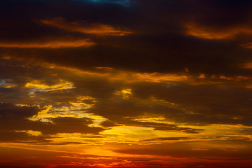 the evening sky with clouds at sunset