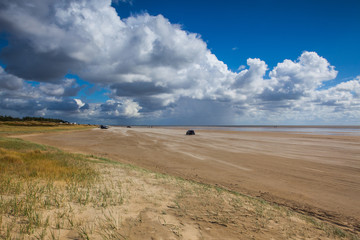 Obraz premium On the amazing Sonderstrand beach on the Romo peninsula, Jutland, Denmark.