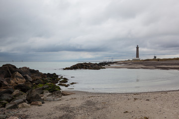 Fototapeta na wymiar Skagen lighthouse in northern Denmark.