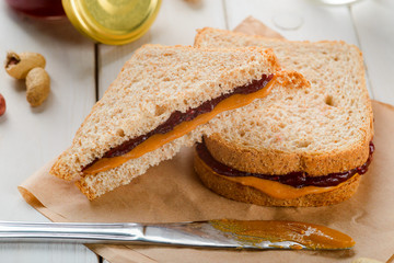 Healthy peanut butter sandwich