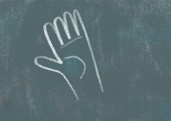 Black board and chalk concepts series, hand high 5 tap
