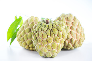 fresh sugar apple fruit(Custard Apple),sweetsop on white background