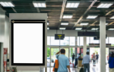 Blank billboard posters in the airport,Empty advertising billboard at aerodrome.