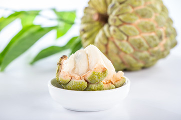 fresh sugar apple fruit(Custard Apple),sweetsop on white background