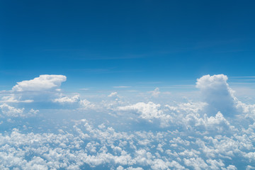 beautiful blue sky with cloud. Blue sky with clouds for background. Skyline View above the Clouds from air plane