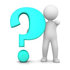 interrogation point 3d question mark stick man figure isolated