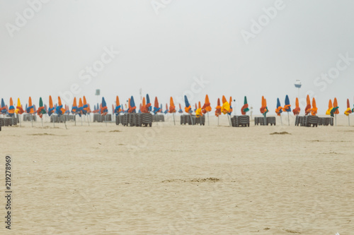 Beach Umbrellas Deauville Fashionable Holiday Resort