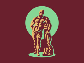 Fototapeta na wymiar The statue of Hercules. Vector illustration.