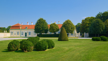 Fototapeta na wymiar Landscape in garden of Upper Belvedere Palace in Vienna, Austria