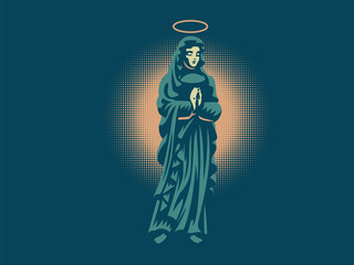 The holy virgin Mary with a halo above her head