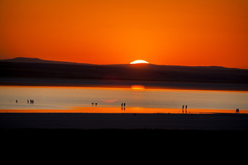 Fototapeta na wymiar sunset in Salt Lake
