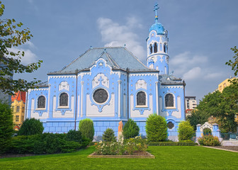 The Church of St. Elizabeth, commonly known as Blue Church, is a Hungarian Secessionist Catholic church built in 1913 and located in Bratislava, Slovakia - obrazy, fototapety, plakaty