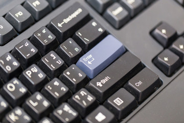 Keyboard with purple enter button