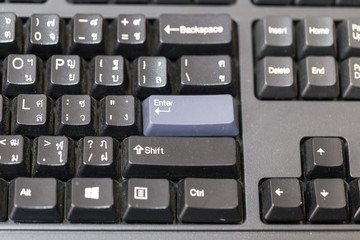 Keyboard with purple enter button