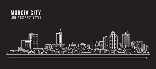 Naklejka premium Cityscape Building Line art Vector Illustration design - Murcia city