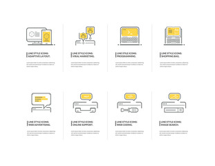 Set of Thin Line Icons for Business, Marketing and Advertising.