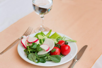 Fresh health organic vegetables on a plate.