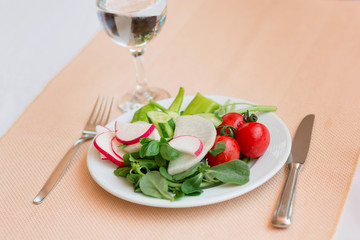 Fresh health organic vegetables on a plate.