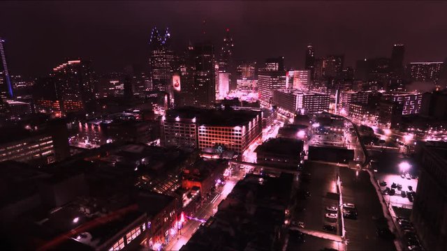Downtown Detroit timelapsing showing the hustle and bustle of the urban landscape. Detroit, Michigan in a metroplis with infinite buiildings and constant activity.