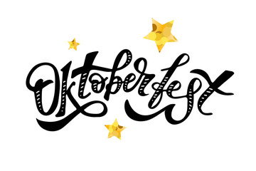 Oktoberfest lettering Calligraphy Brush Text Holiday Vector Sticker