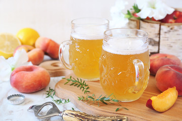 Light fruit craft beer and fruits
