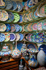 Turkish ceramics on sale at the Grand Bazaar in Istanbul, Turkey