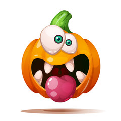 Cute, funny, crazy pumpkin characters. Halloween illustration Vector eps 10