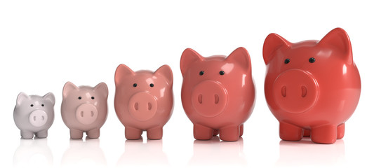 3D Sparschweine Wachstum rot