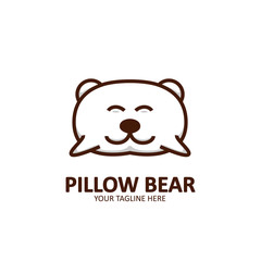 Pillow bear logo icon illustration simple cute style