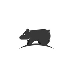 simple bear logo icon on the hill silhouette style illustration
