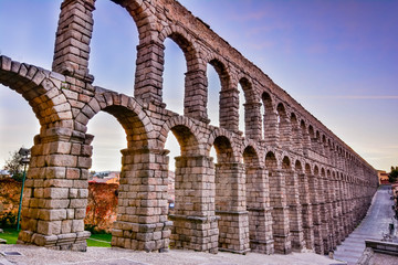 The famous Roman aqueduct of Segovia with more than 2000 years of antiquity