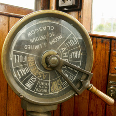 07/15/2018 Douranenez France. Vintage dial on old boat in Douarnenez Harbor © jefwod