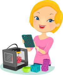 Girl Print 3D Illustration