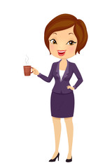Girl Business Coffee Cup Illustration