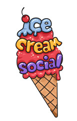 Ice Cream Social Illustration