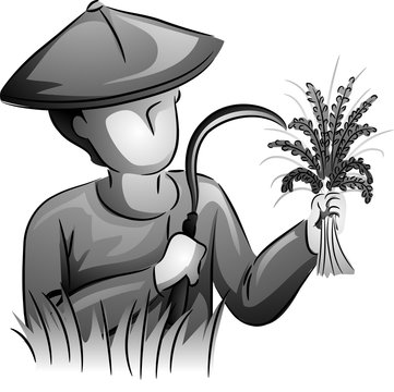 recommend clip art: Rice Farmer Harvest Sickle Illustration