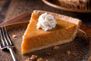 Pumpkin Pie with Whipped Cream - 219290552