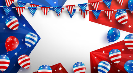 Sale background poster template for USA labor day celebration with American balloons flag,star and tools.Sale promotion advertising banner template for USA Labor Day Brochures,Poster or Banner