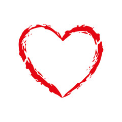 Heart shape frame with brush painting isolated on white background, Vector