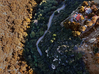 street in green valley by dji camera