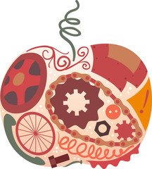 Junk Art Apple Design Illustration