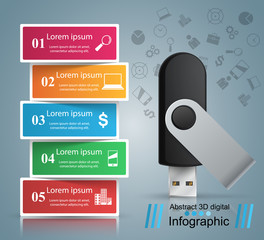 Usb flash icon. Business infographic. Vector eps 10