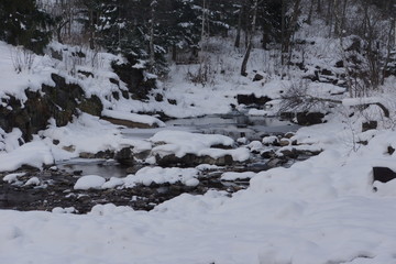 Frozen river in Lillehammer, Norway